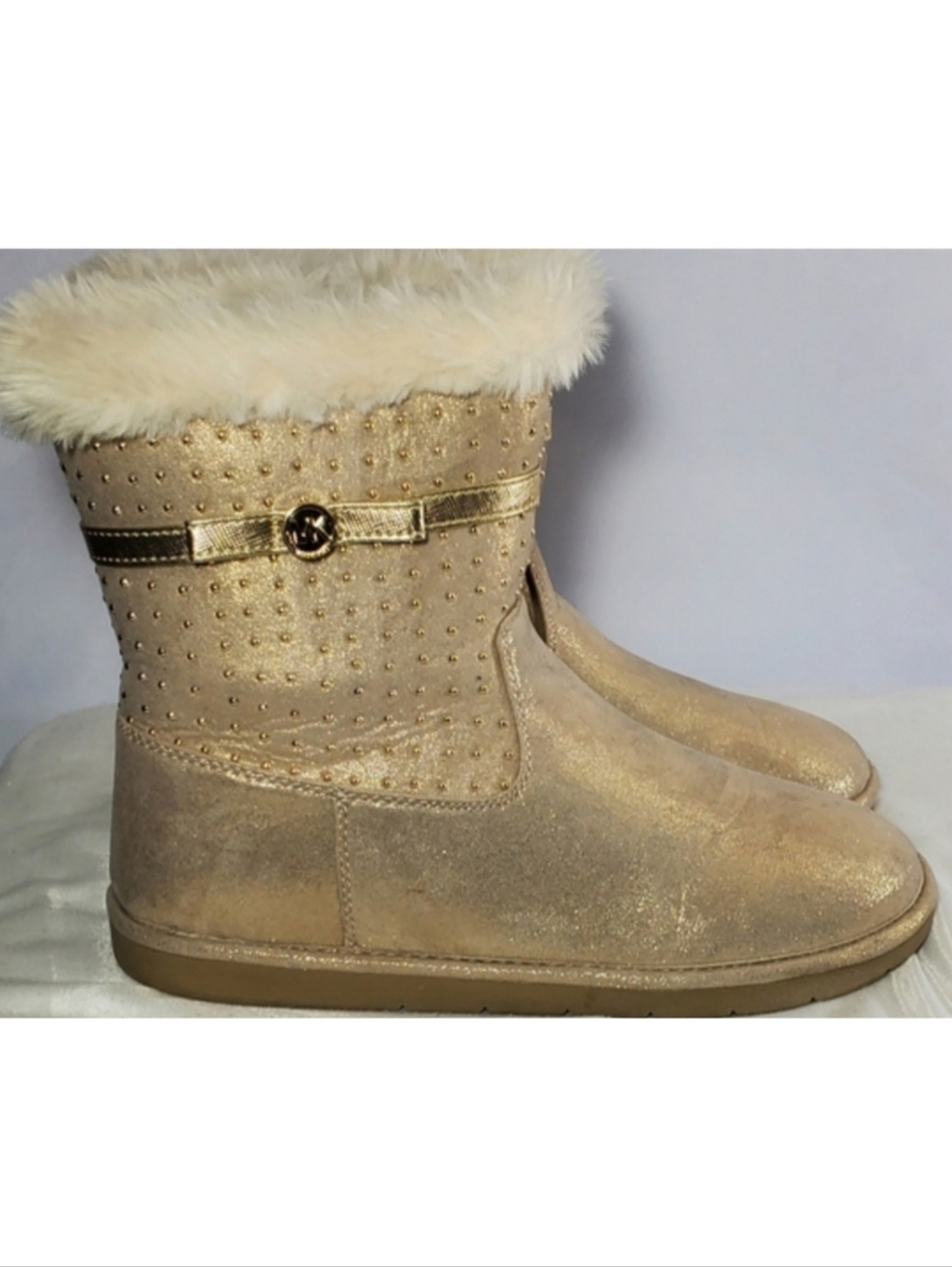 Michael Kors Women Size 5 Grace Tiff Gold Boots.
